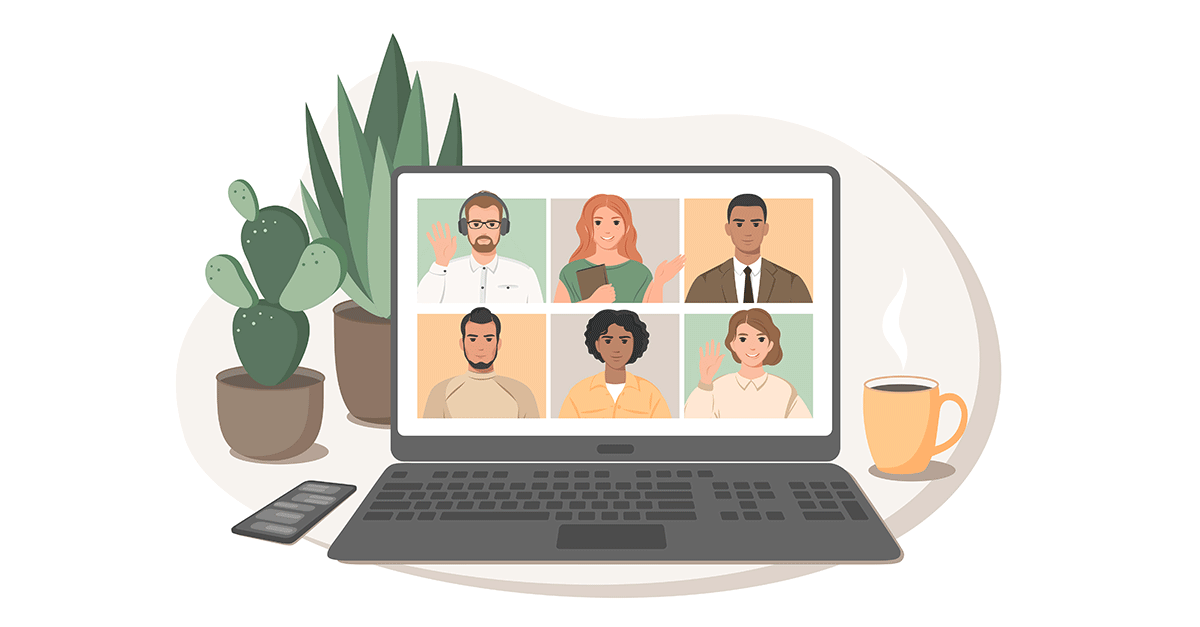 Illustration von Online-Meeting am Laptop