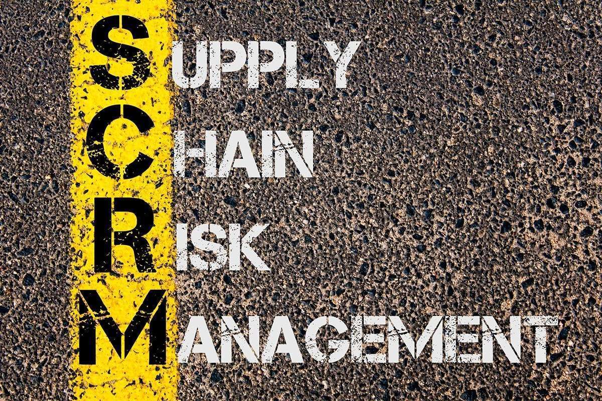 Die Worte Supply Chain Risk Management auf Asphalt